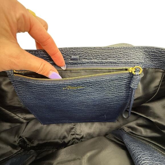3.1 PHILLIP LIM Textured Calfskin Leather Large Pashli Satchel Ink Navy Blue - Picture 7 of 12